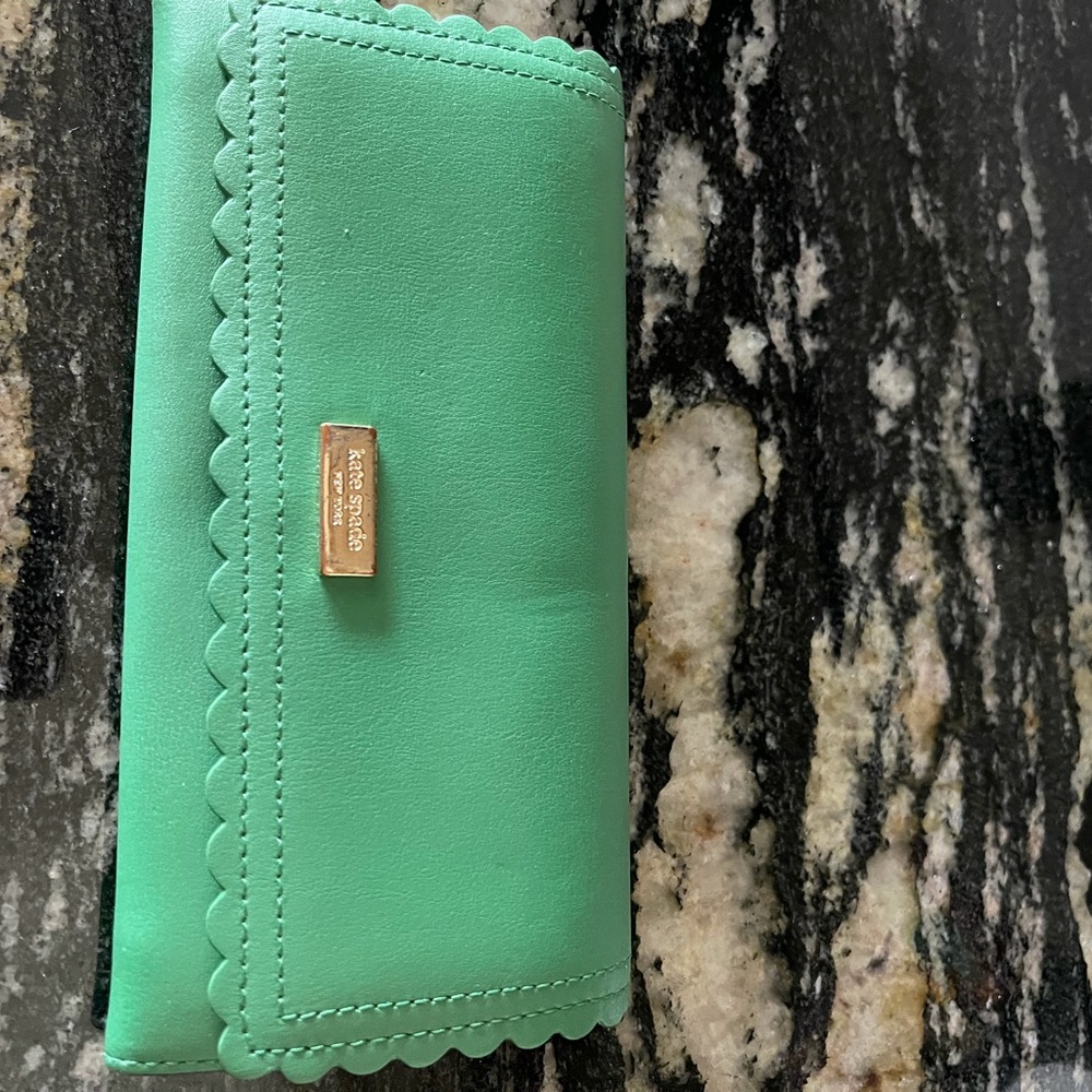Kate Spade Mint Green Wallet with Gold Accent